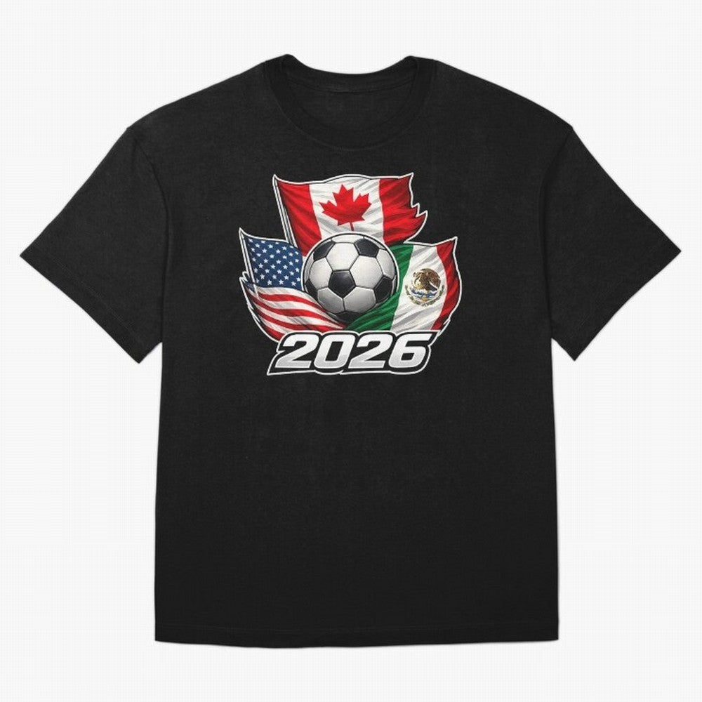 Soccer 2026 USA Canada Mexico ¨C World Football Flags Classic T-Shirt Step into FIFA World Cup 2026 USA Canada Mexico for Fans of Messi and Argentina, Bringing Championship Spirit, Famous Goals, Roaring Crowds and International Football Unity;
