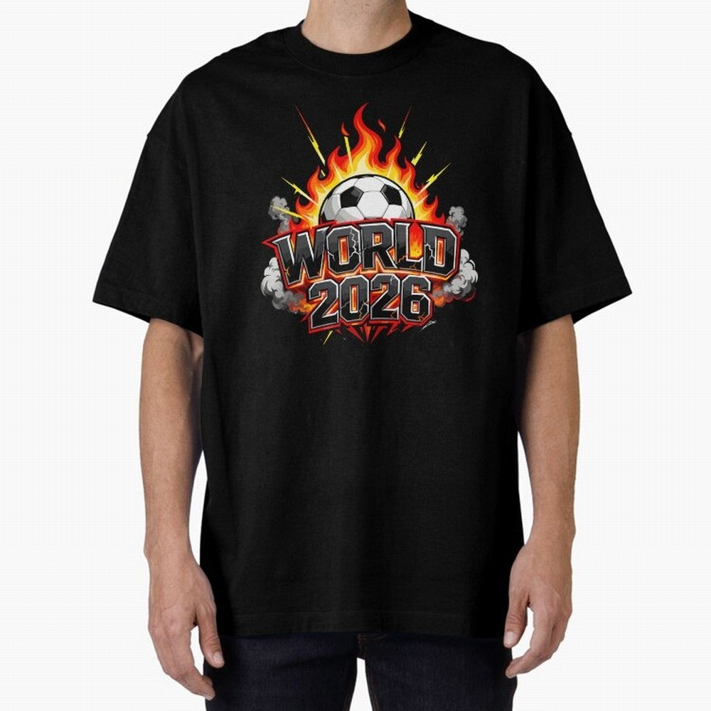 World 2026 Soccer Ball On Fire Football Tournament Classic T-Shirt Feel the Heartbeat of FIFA World Cup 2026 Spirit, Filled with France and Portugal, Mbappe, Football History, Final Match Energy, Crowd Noise and Once in a Lifetime Moments; Great