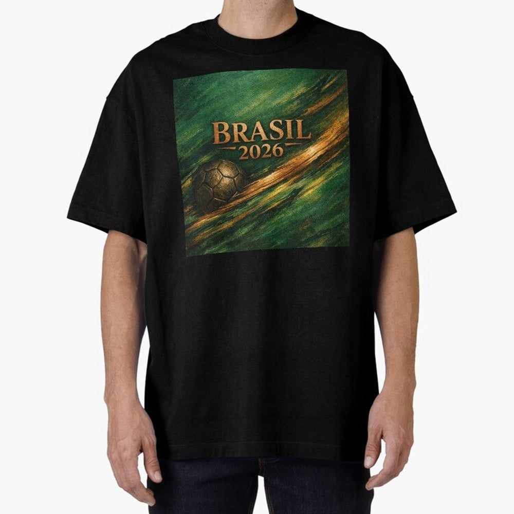 Brasil 2026 Soccer Theme Gold - Elegance Classic T-Shirt Spotlight Global Football Passion for FIFA World Cup 2026 Group Stage, Featuring Cristiano Ronaldo, Haaland and CR7, Brazil, Tournament Hype, Historic Matchups, Family Viewing Parties and