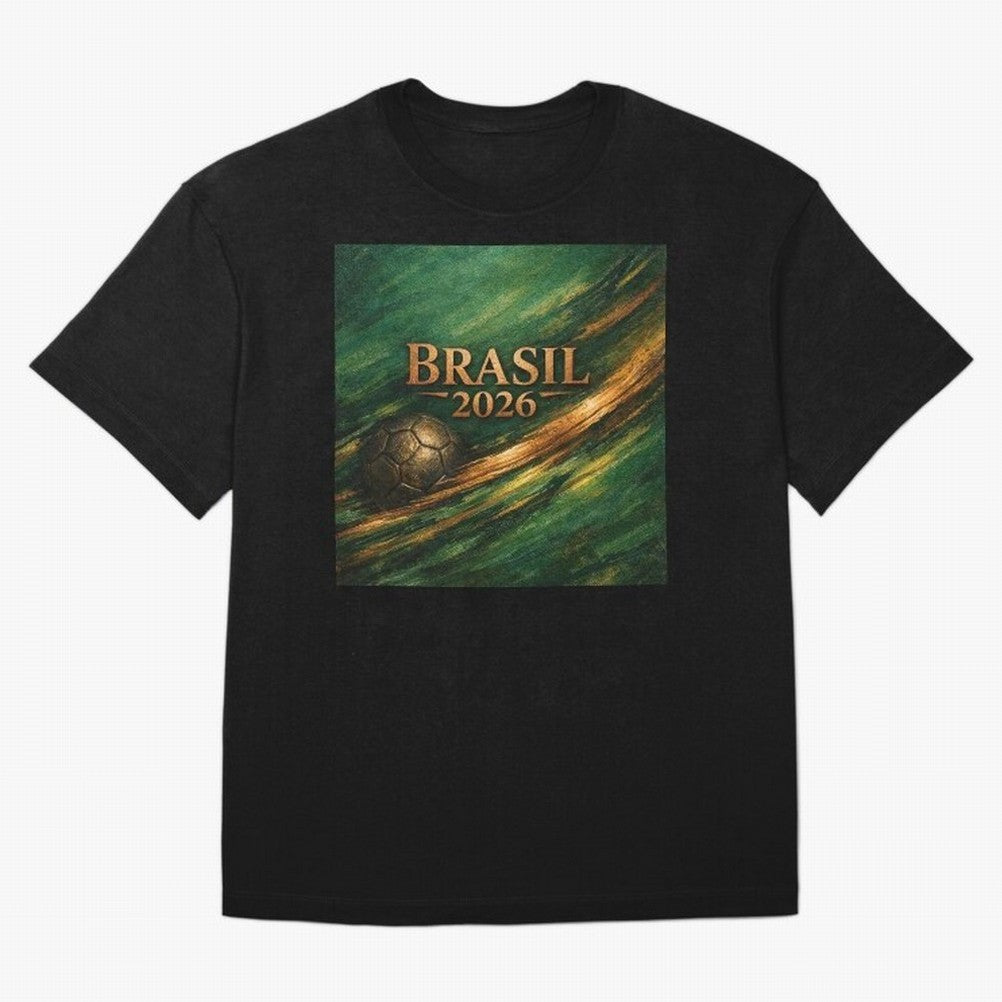 Brasil 2026 Soccer Theme Gold - Elegance Classic T-Shirt Spotlight Global Football Passion for FIFA World Cup 2026 Group Stage, Featuring Cristiano Ronaldo, Haaland and CR7, Brazil, Tournament Hype, Historic Matchups, Family Viewing Parties and