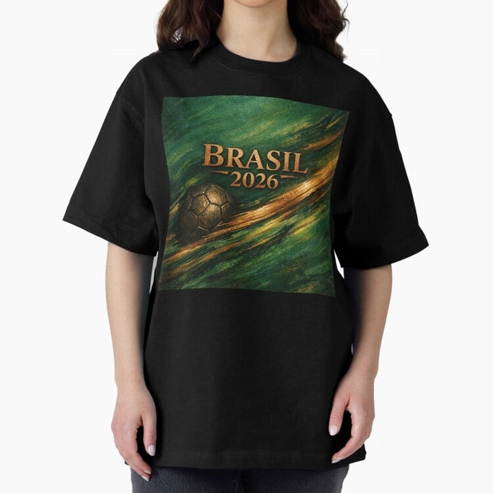 Brasil 2026 Soccer Theme Gold - Elegance Classic T-Shirt Spotlight Global Football Passion for FIFA World Cup 2026 Group Stage, Featuring Cristiano Ronaldo, Haaland and CR7, Brazil, Tournament Hype, Historic Matchups, Family Viewing Parties and