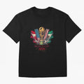 Host Trio Flags Banner Trophy Classic T-Shirt Honor Football Greatness during Global Football Passion for FIFA World Cup 2026 USA Canada Mexico, Filled with Messi, Neymar and Mbappe, England, France and Netherlands, Championship Spirit, Famous