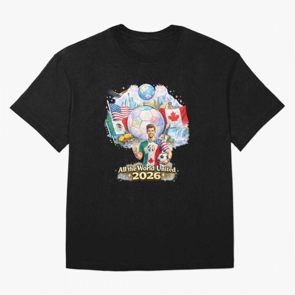 All The World United 2026 Football Classic T-Shirt Bring a Champion Mindset to the FIFA World Cup 2026 Journey through Neymar Highlights, Brazil, Portugal and Argentina Pride, Stadium Memories, Football Loyalty, International Chants and
