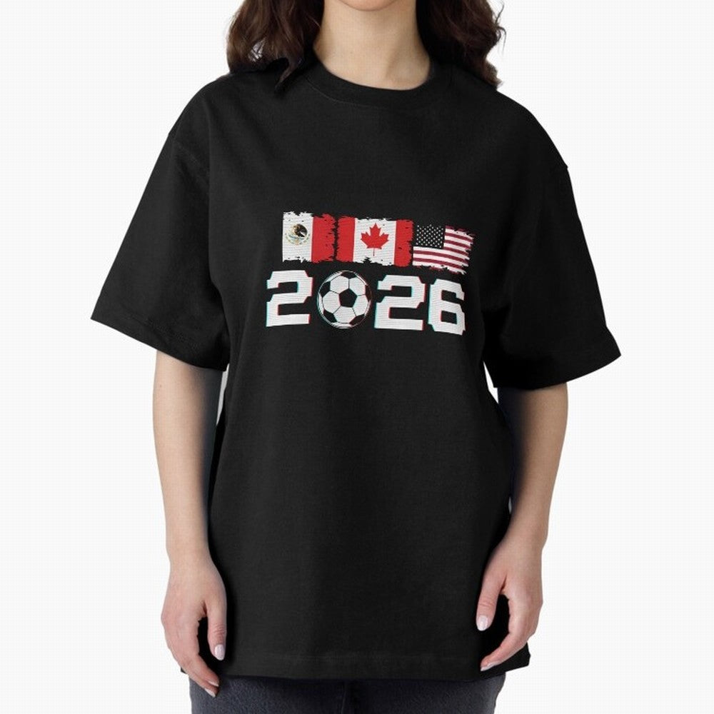 Glitched United 2026 Cup - North America Emblem Part 2 T-Shirt_82924673 Classic T-Shirt Live for the Drama of FIFA World Cup 2026 Filled with Messi, Argentina Energy, Fan Favorite Moments, National Team Passion, Big Match Drama and Soccer History;