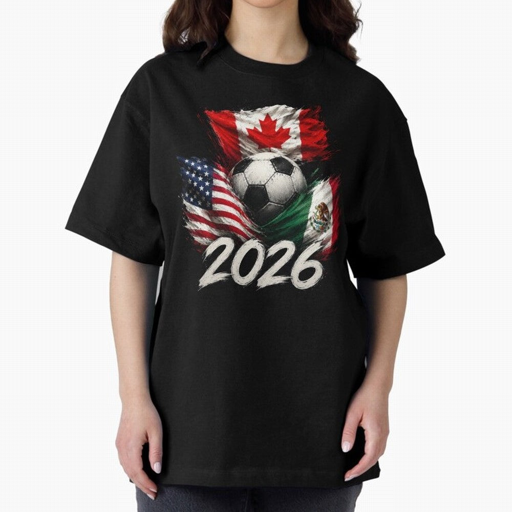 Soccer 2026 USA Canada Mexico ¨C World Football Flags Design Classic T-Shirt Embrace FIFA World Cup 2026 USA Canada Mexico Filled with Neymar, France and Portugal Energy, Vintage Soccer Flavor, Modern Football Stars, National Flags and Final Night