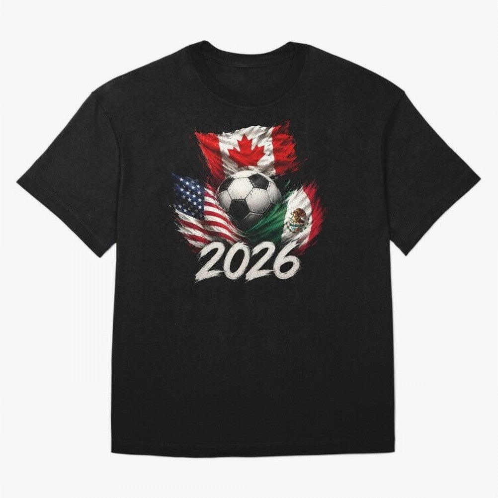 Soccer 2026 USA Canada Mexico ¨C World Football Flags Design Classic T-Shirt Embrace FIFA World Cup 2026 USA Canada Mexico Filled with Neymar, France and Portugal Energy, Vintage Soccer Flavor, Modern Football Stars, National Flags and Final Night