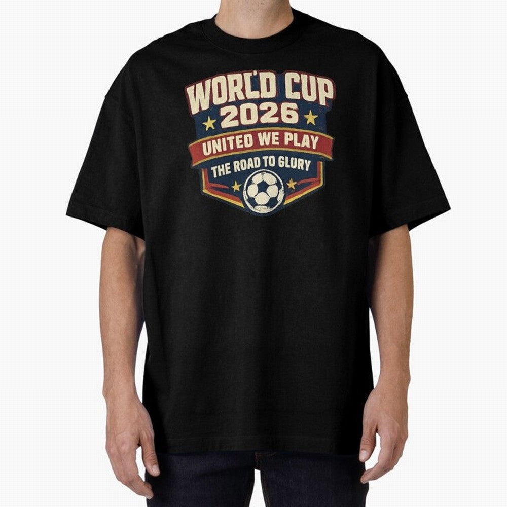 World Cup 2026 United We Play Vintage Soccer Football Fan Design Classic T-Shirt Bring Home Global Football Passion for FIFA World Cup 2026 Group Stage, Built around Messi and Cristiano Ronaldo, Portugal, Football Festival Excitement, Trophy