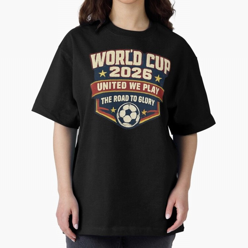 World Cup 2026 United We Play Vintage Soccer Football Fan Design Classic T-Shirt Bring Home Global Football Passion for FIFA World Cup 2026 Group Stage, Built around Messi and Cristiano Ronaldo, Portugal, Football Festival Excitement, Trophy