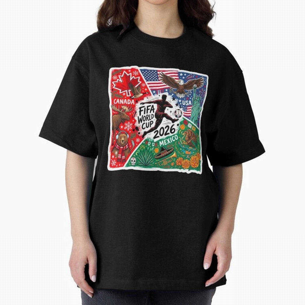 FIFA World Cup 2026 USA Canada Mexico ¨C Patriotic Football Collage Design Classic T-Shirt Feel International Energy from FIFA World Cup 2026 Group Stage Built around CR7, Portugal Energy, Supporter Pride, Iconic Celebrations, Legendary Names and