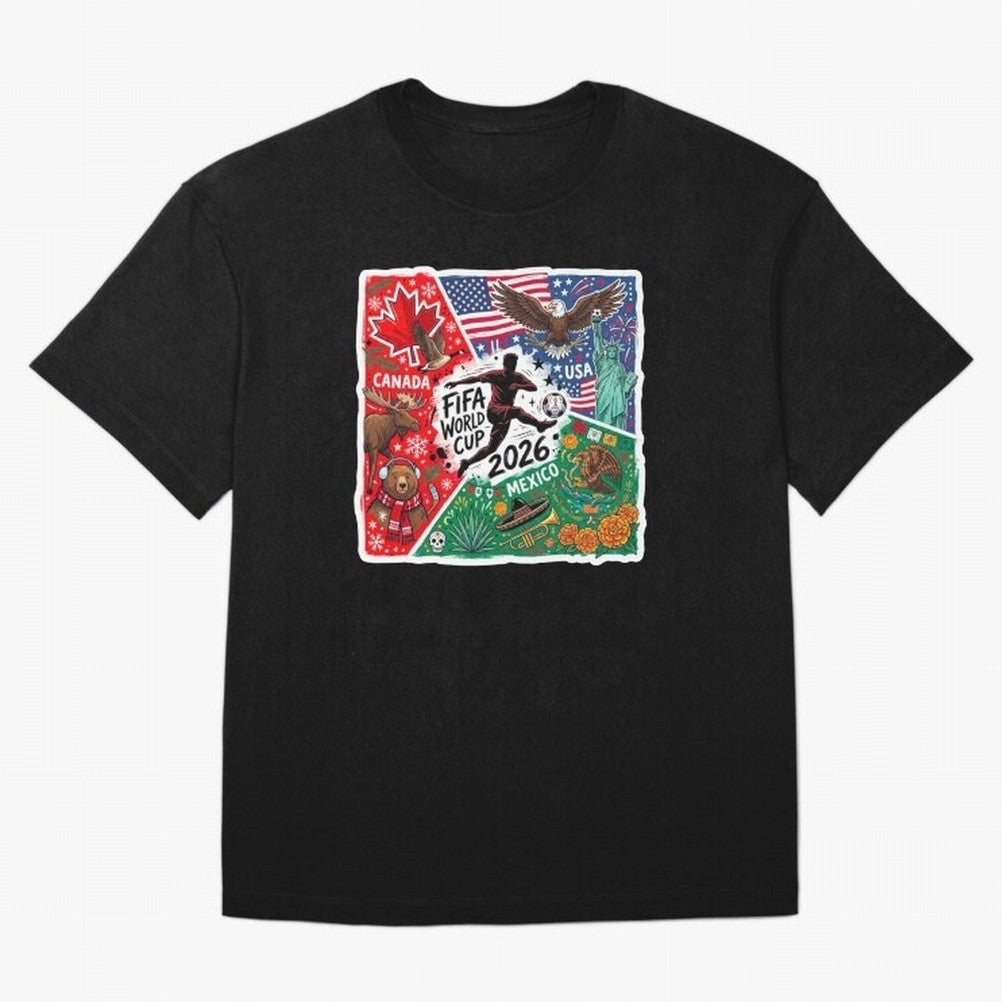 FIFA World Cup 2026 USA Canada Mexico ¨C Patriotic Football Collage Design Classic T-Shirt Feel International Energy from FIFA World Cup 2026 Group Stage Built around CR7, Portugal Energy, Supporter Pride, Iconic Celebrations, Legendary Names and