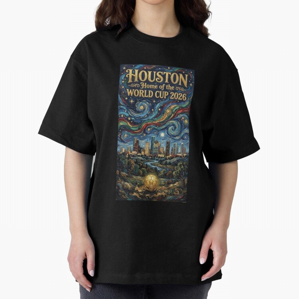 Houston Starry Night Skyline World Cup 2026 Soccer Poster ¡ª Van Gogh Fine Art Print Classic T-Shirt Fuel Your Fan Pride for FIFA World Cup 2026 Group Stage for Fans of Haaland and Brazil, Bringing Global Supporter Spirit, Legendary Goals, National