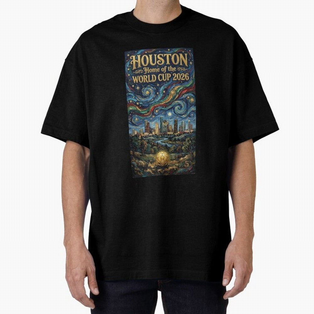 Houston Starry Night Skyline World Cup 2026 Soccer Poster ¡ª Van Gogh Fine Art Print Classic T-Shirt Fuel Your Fan Pride for FIFA World Cup 2026 Group Stage for Fans of Haaland and Brazil, Bringing Global Supporter Spirit, Legendary Goals, National