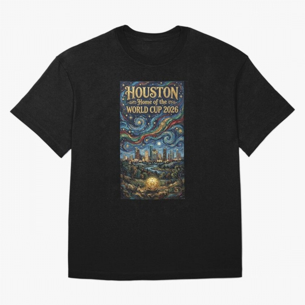 Houston Starry Night Skyline World Cup 2026 Soccer Poster ¡ª Van Gogh Fine Art Print Classic T-Shirt Fuel Your Fan Pride for FIFA World Cup 2026 Group Stage for Fans of Haaland and Brazil, Bringing Global Supporter Spirit, Legendary Goals, National