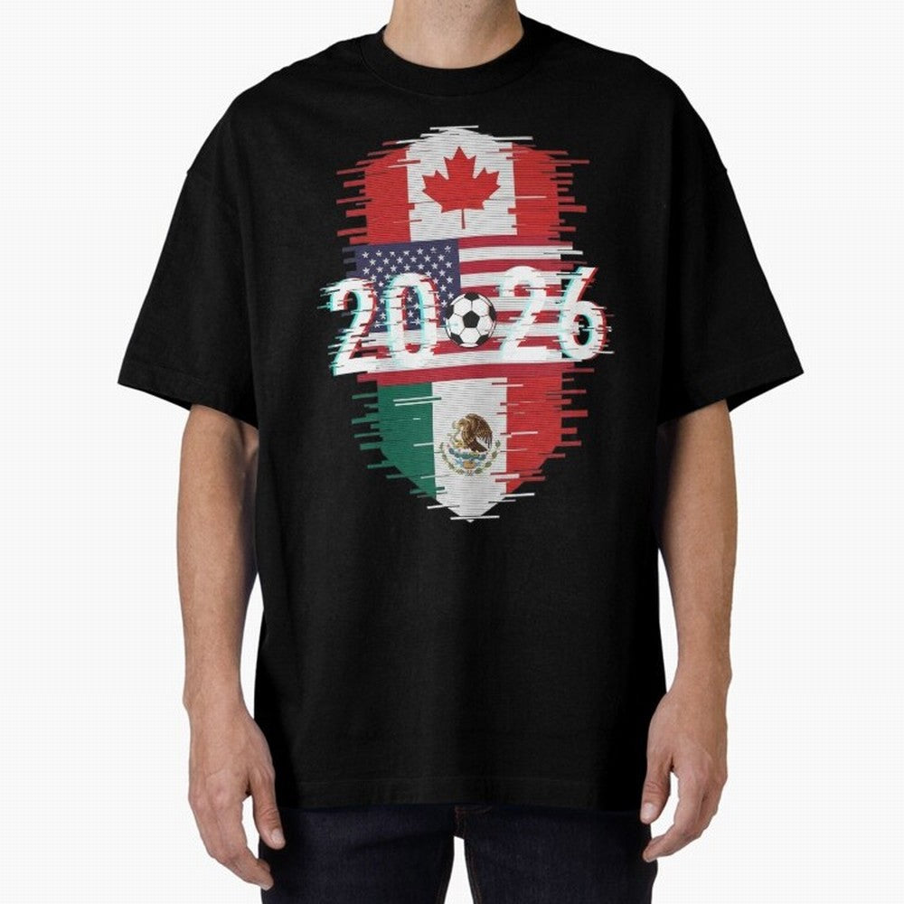 Glitched United 2026 - North America Emblem Classic T-Shirt Back Your Heroes with Match Day Hype around FIFA World Cup 2026 Group Stage, Messi, CR7 and Mbappe, Brazil, Supporter Pride, Iconic Celebrations, Legendary Names and Global Match Day