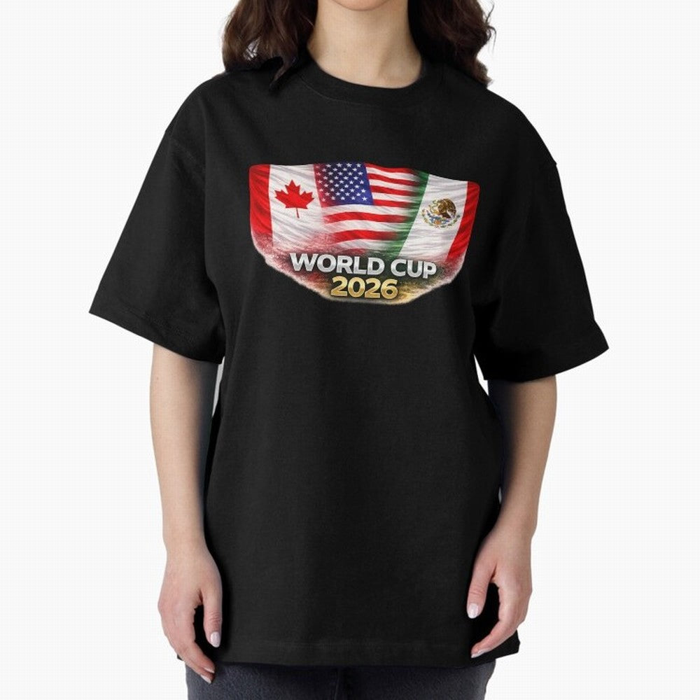 World Cup 2026 North America Flags Design ¨C USA Canada Mexico Soccer Fan Graphic Classic T-Shirt Celebrate the Biggest Stage of Global Football Passion for FIFA World Cup 2026, Filled with Cristiano Ronaldo, Argentina, France and Brazil, Champion