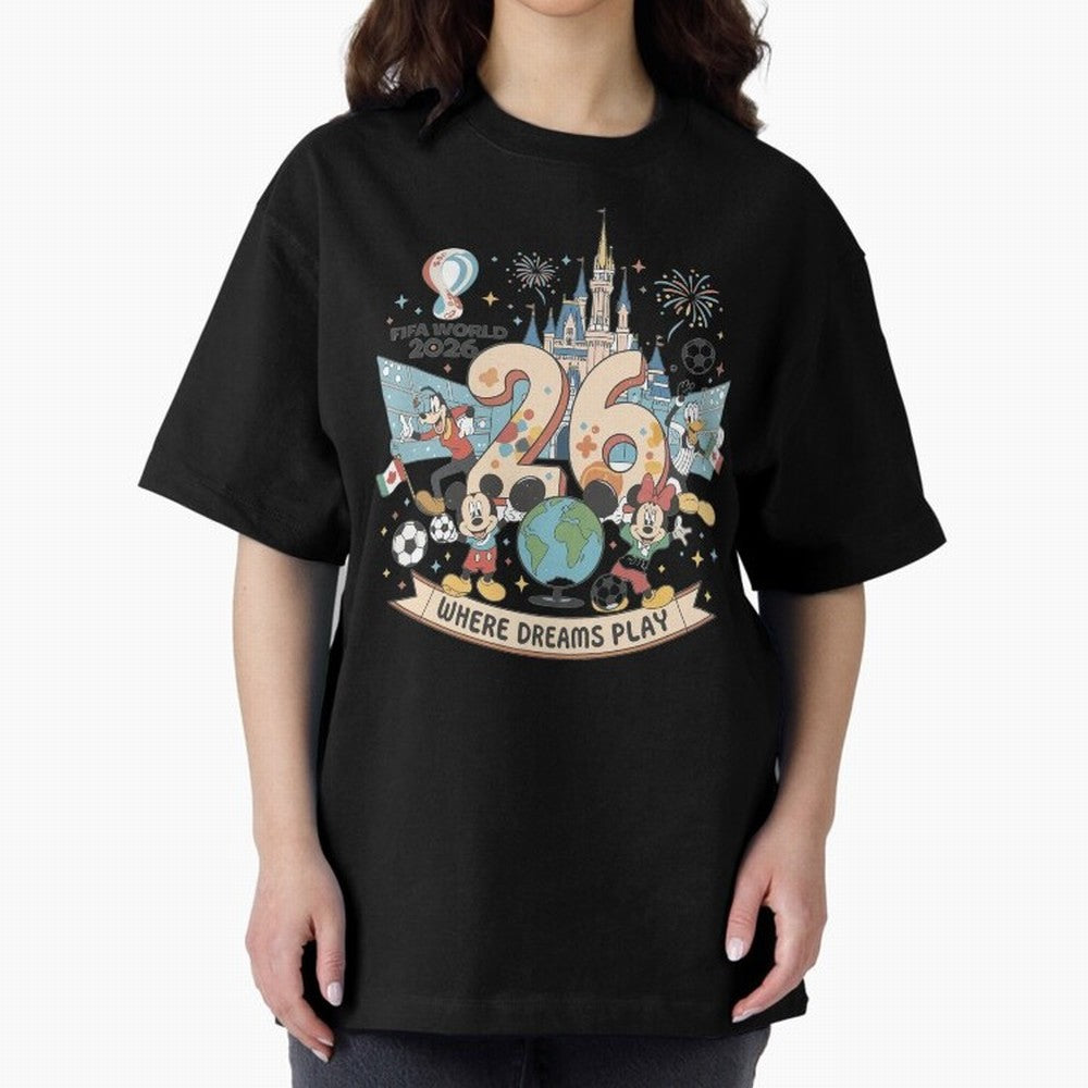 Dreamland Football 26 Shirt | Cute Cartoon Global Celebration Tee Classic T-Shirt Stand Proud for FIFA World Cup 2026 USA Canada Mexico for Fans of Neymar, Haaland and Cristiano Ronaldo and Germany, Bringing Game Day Rituals, Football Legends,