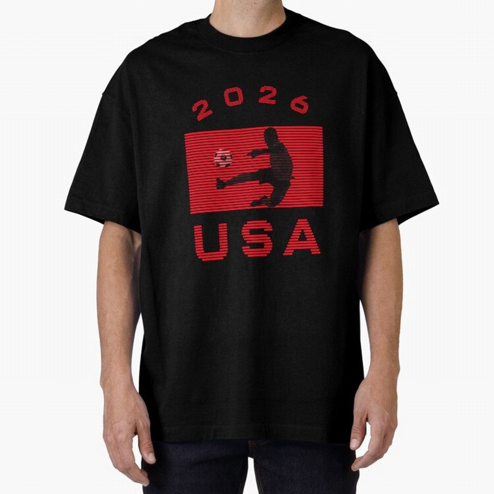 USA Soccer 2026 Player Silhouette Athletic Design Classic T-Shirt Turn Football Passion into Global Football Passion for FIFA World Cup 2026, Capturing Messi, CR7 and Mbappe, France and Portugal, Retro Football Energy, Iconic Rivalries, Trophy