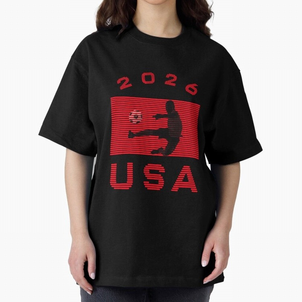 USA Soccer 2026 Player Silhouette Athletic Design Classic T-Shirt Turn Football Passion into Global Football Passion for FIFA World Cup 2026, Capturing Messi, CR7 and Mbappe, France and Portugal, Retro Football Energy, Iconic Rivalries, Trophy