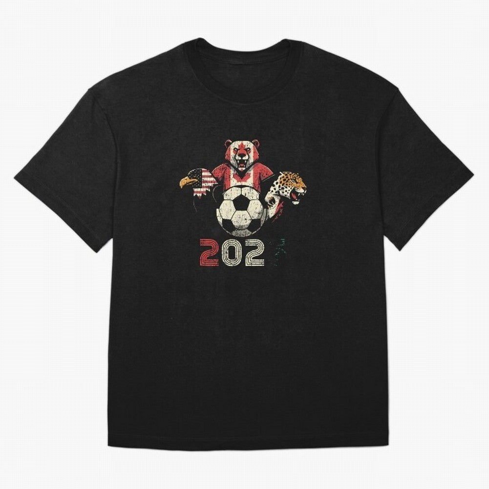 United 2026 Soccer Mascots North America Tournament T-Shirt_83157189 Classic T-Shirt Feel International Energy from FIFA World Cup 2026 USA Canada Mexico Spirit, Centered on Portugal, Spain and Germany, Messi, CR7 and Mbappe, Game Day Rituals,