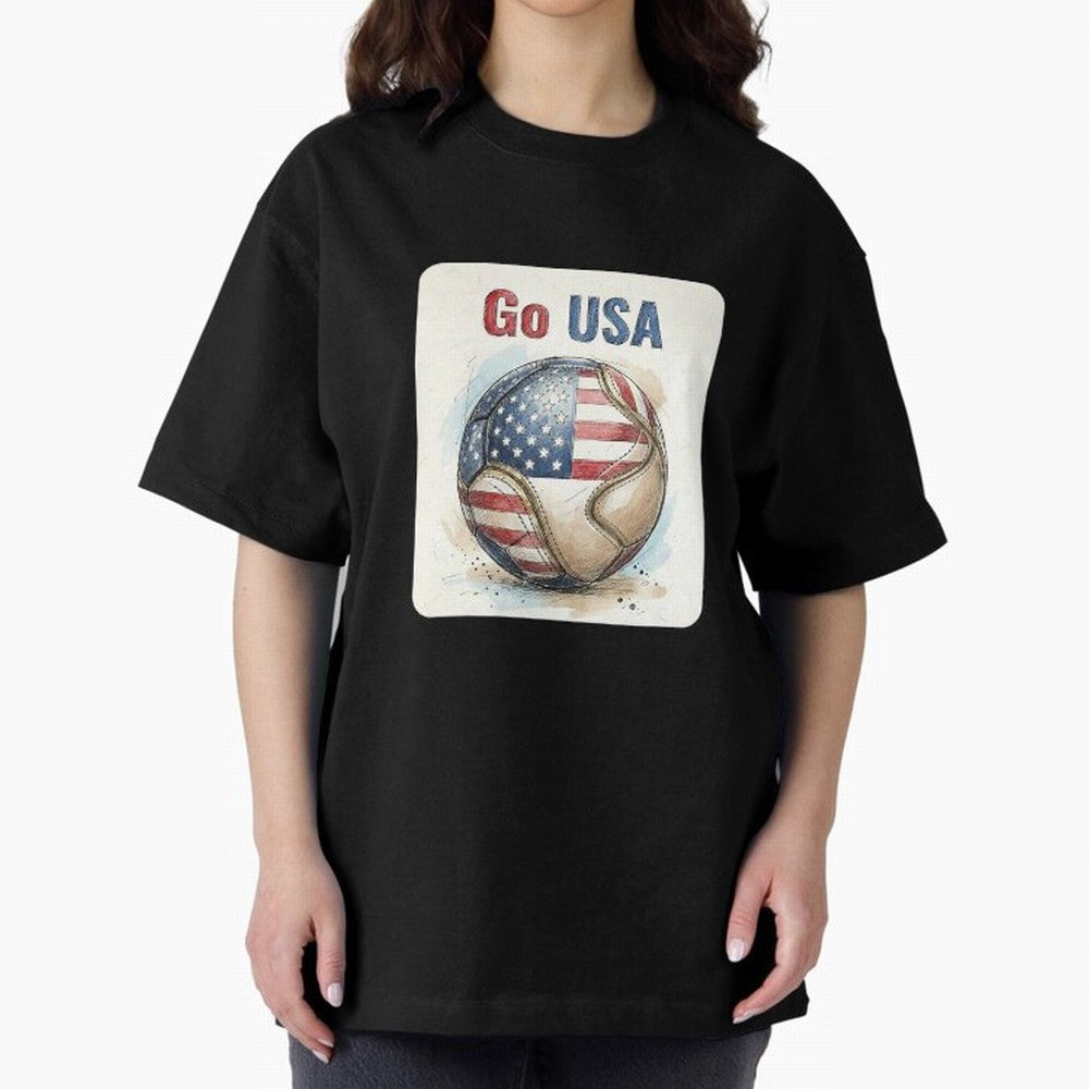 Go USA Soccer Ball Flag | American Football Fan Graphic Tee Classic T-Shirt Relive Legendary Nights from the FIFA World Cup 2026 USA Canada Mexico Journey through Messi, CR7 and Mbappe Highlights, Brazil Pride, Worldwide Fan Energy, Dramatic Goals,