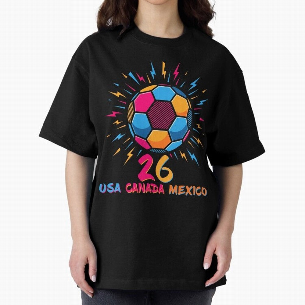 2026 Colorful Soccer Ball USA Canada Mexico 26 Classic T-Shirt Join Supporters Worldwide for FIFA World Cup 2026 USA Canada Mexico with Cristiano Ronaldo, England and Germany Energy, Global Supporter Spirit, Legendary Goals, National Colors and