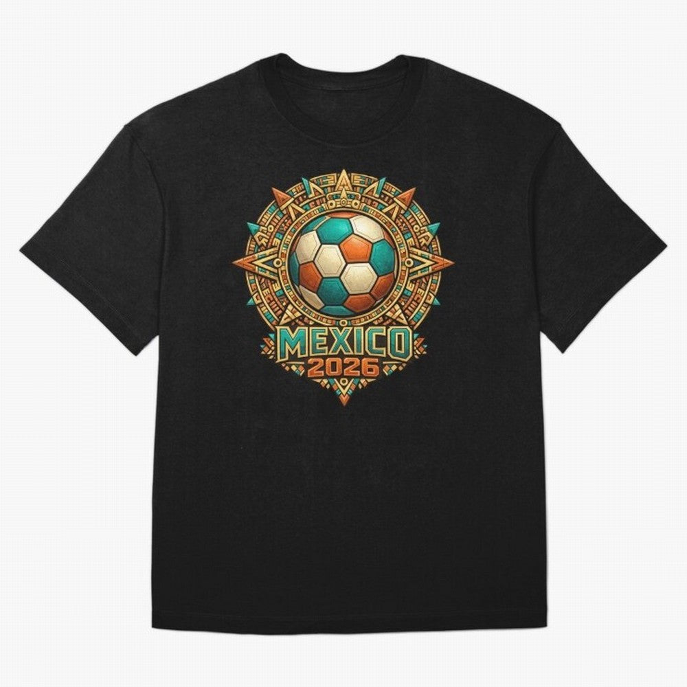 Mexico 2026 World Cup T-Shirt - Aztec Soccer Design - Mexican Heritage Football Tee Classic T-Shirt Support the Legends of FIFA World Cup 2026 Group Stage Capturing Messi, CR7 and Mbappe, Argentina Energy, Champion Mindset, Group Stage Buzz,