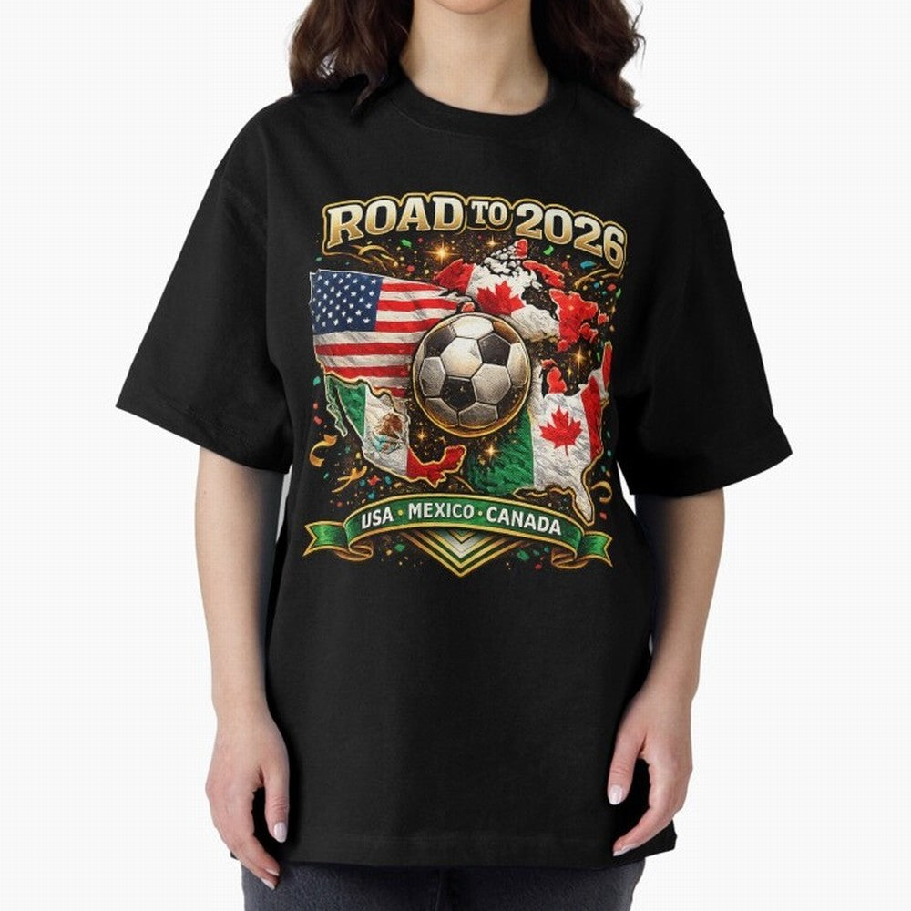 Road to 2026 Soccer Tournament - USA Mexico Canada Flags Classic T-Shirt Refresh the FIFA World Cup 2026 Group Stage Journey through Neymar, Haaland and Cristiano Ronaldo Highlights, Argentina, France and Brazil Pride, Match Day Excitement,