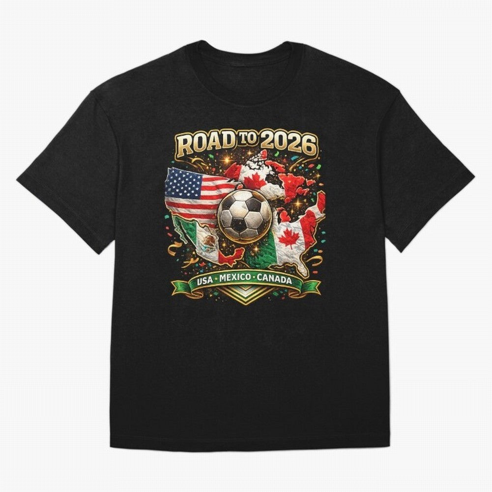 Road to 2026 Soccer Tournament - USA Mexico Canada Flags Classic T-Shirt Refresh the FIFA World Cup 2026 Group Stage Journey through Neymar, Haaland and Cristiano Ronaldo Highlights, Argentina, France and Brazil Pride, Match Day Excitement,