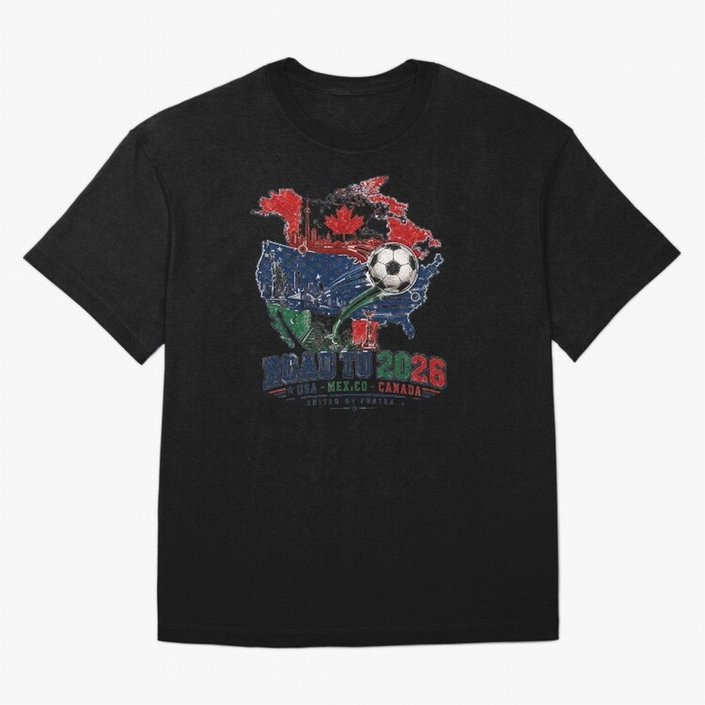 Road to 2026 USA Mexico Canada Soccer Badge Classic T-Shirt Celebrate Football Heritage in FIFA World Cup 2026 for Fans of Messi, Neymar and Mbappe and Argentina, Bringing Worldwide Fan Energy, Dramatic Goals, Stadium Lights and Championship