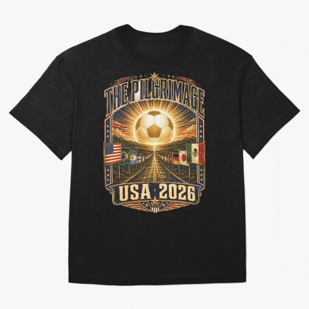 The Pilgrimage World Cup 2026 Soccer T-Shirt Classic T-Shirt Feel the Heartbeat of FIFA World Cup 2026 USA Canada Mexico for Fans of CR7 and Messi and Argentina, France and Brazil, Bringing Game Day Rituals, Football Legends, Country Pride and the