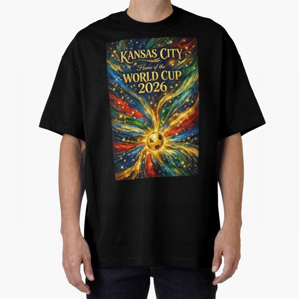 Kansas City World Cup 2026 Starburst Soccer Poster ¡ª Van Gogh Fluid Art Print Classic T-Shirt Bring Global Tournament Vibes to FIFA World Cup 2026 Group Stage Spirit, Highlighting Spain, Messi and Cristiano Ronaldo, Worldwide Fan Energy, Dramatic
