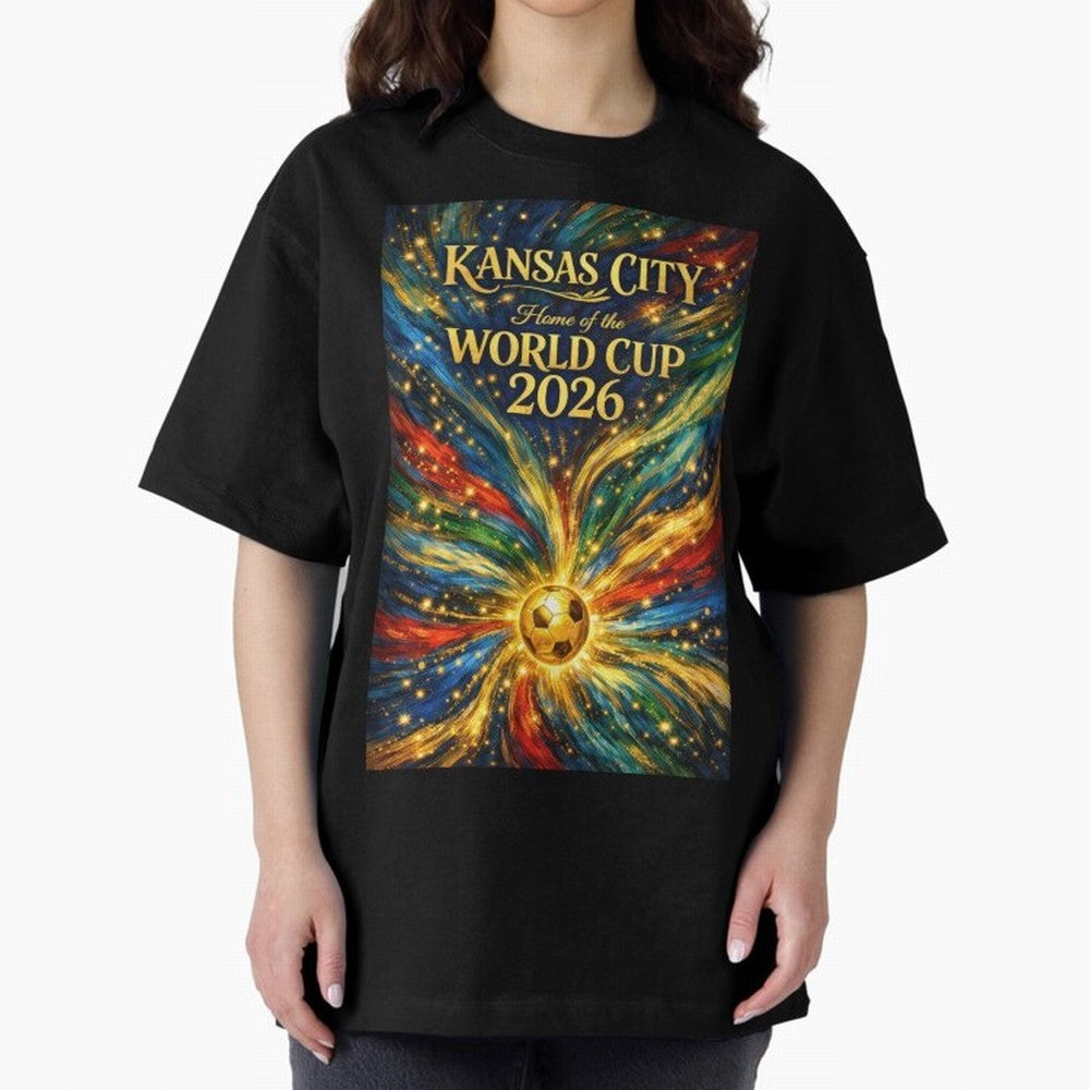 Kansas City World Cup 2026 Starburst Soccer Poster ¡ª Van Gogh Fluid Art Print Classic T-Shirt Bring Global Tournament Vibes to FIFA World Cup 2026 Group Stage Spirit, Highlighting Spain, Messi and Cristiano Ronaldo, Worldwide Fan Energy, Dramatic