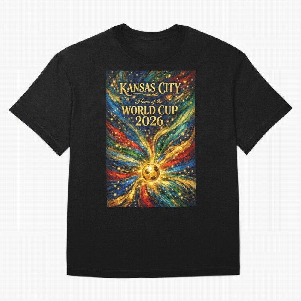 Kansas City World Cup 2026 Starburst Soccer Poster ¡ª Van Gogh Fluid Art Print Classic T-Shirt Bring Global Tournament Vibes to FIFA World Cup 2026 Group Stage Spirit, Highlighting Spain, Messi and Cristiano Ronaldo, Worldwide Fan Energy, Dramatic