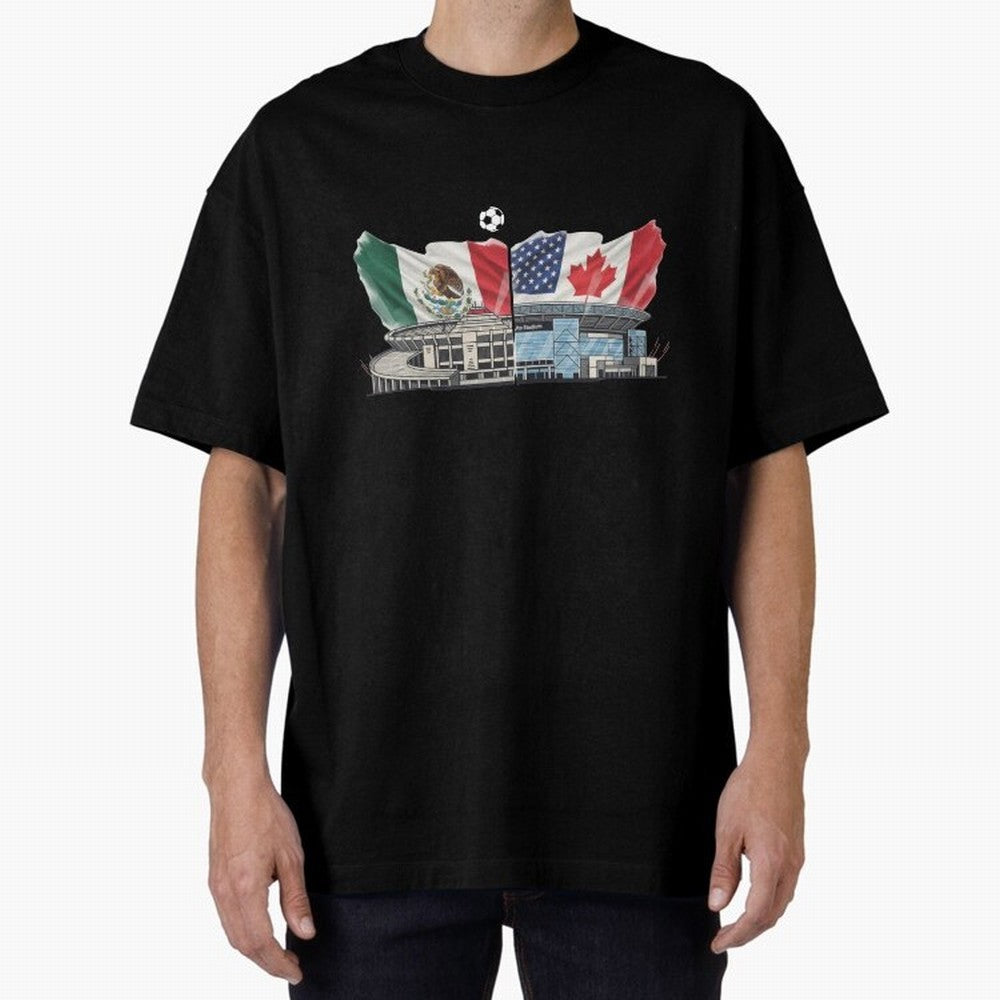 2026 World Cup Opening & Final ¨C Azteca Stadium Mexico & MetLife Stadium USA ¨C Football Design with Mexican, Canadian & US Flags Classic T-Shirt Discover Match Day Hype around FIFA World Cup 2026, Messi, Brazil, Portugal and Argentina, Fan