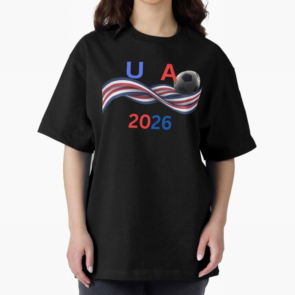 USA 2026 Soccer Ball With Waving Flag - United States Football Team Support? Classic T-Shirt Celebrate the FIFA World Cup 2026 Group Stage Journey through Cristiano Ronaldo Highlights, Argentina, France and Brazil Pride, Football Festival
