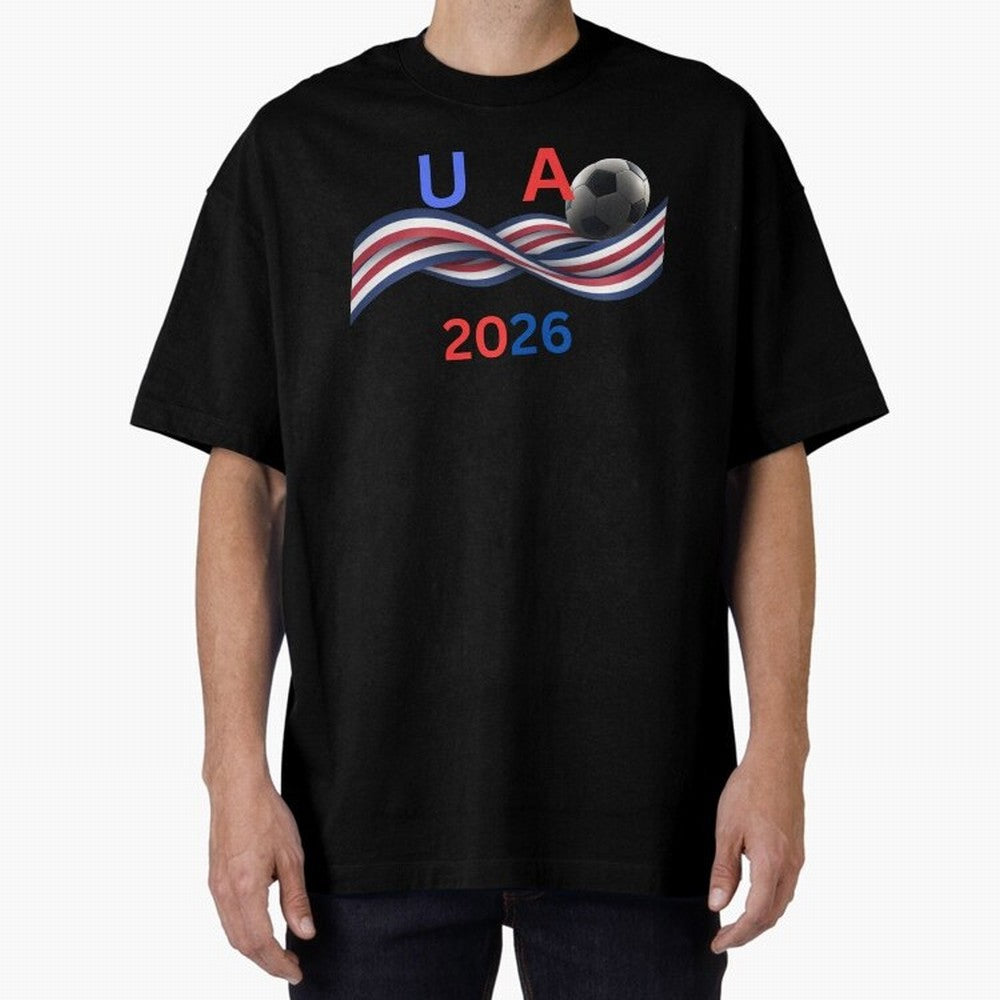 USA 2026 Soccer Ball With Waving Flag - United States Football Team Support? Classic T-Shirt Celebrate the FIFA World Cup 2026 Group Stage Journey through Cristiano Ronaldo Highlights, Argentina, France and Brazil Pride, Football Festival