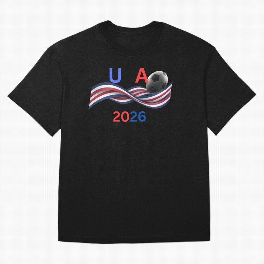 USA 2026 Soccer Ball With Waving Flag - United States Football Team Support? Classic T-Shirt Celebrate the FIFA World Cup 2026 Group Stage Journey through Cristiano Ronaldo Highlights, Argentina, France and Brazil Pride, Football Festival