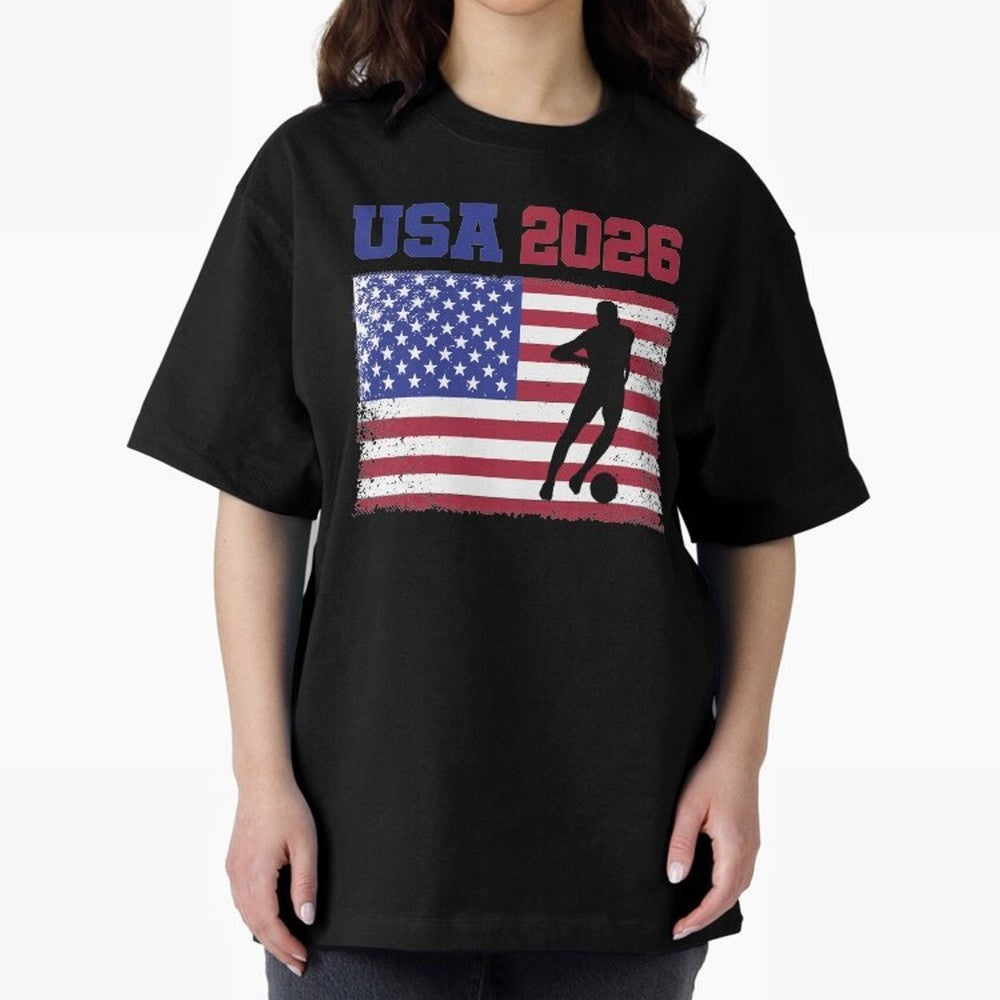 USA Soccer Fan 2026 United States American Flag Classic T-Shirt Follow the Road to FIFA World Cup 2026 Featuring Cristiano Ronaldo, Haaland and CR7, England, France and Netherlands Energy, Goal Celebration Energy, Supporter Heritage, Football Icons