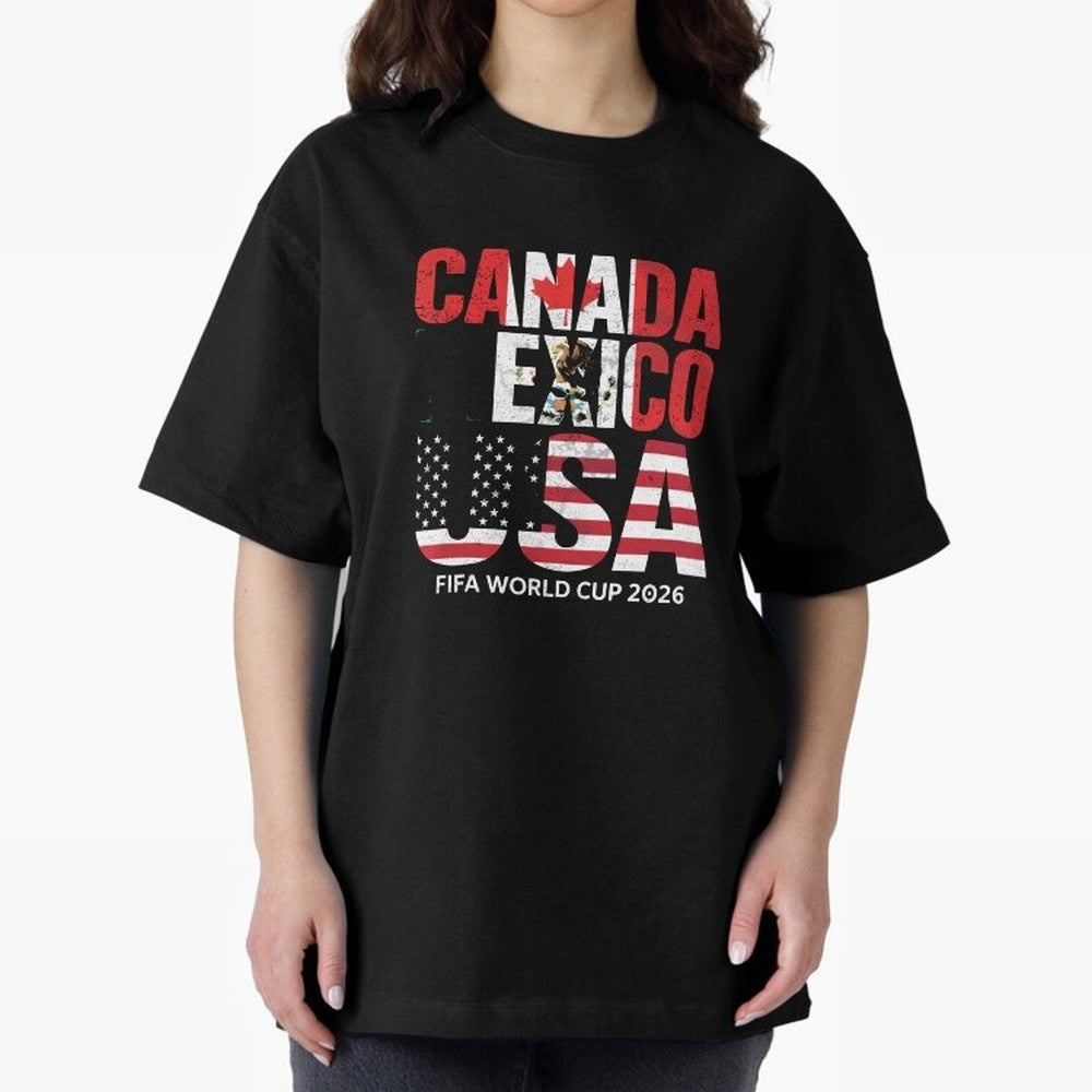 United 2026 World Cup - Canada, Mexico, USA Flags T-Shirt_83138002 Classic T-Shirt Follow Every Goal of FIFA World Cup 2026 Spirit, Filled with Argentina and Brazil, Messi and Cristiano Ronaldo, Supporter Pride, Iconic Celebrations, Legendary Names
