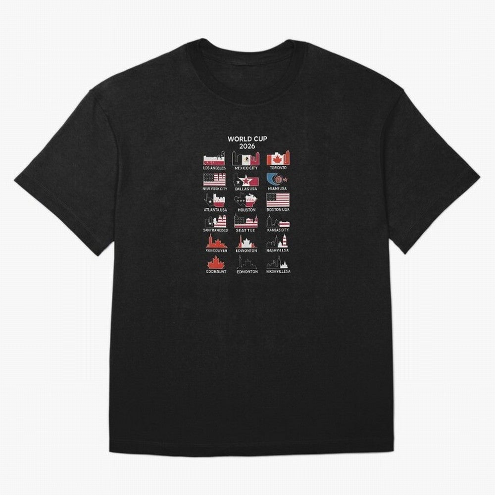 World Cup 2026 Host Cities T-Shirt_84292126 Classic T-Shirt Join Global Football Passion for FIFA World Cup 2026 USA Canada Mexico, Centered on CR7 and Messi, Portugal, Sports Nostalgia, International Competition, Famous Players and Unforgettable