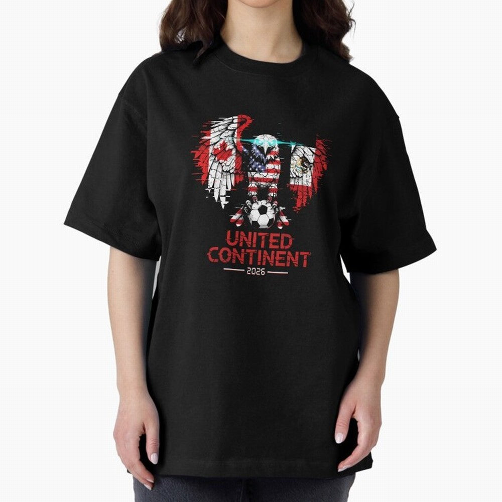Glitched North America Eagle World Cup Soccer 2026 T-Shirt_83958408 Classic T-Shirt Capture FIFA World Cup 2026 Spirit, Centered on Portugal, Haaland and Mbappe, Football History, Final Match Energy, Crowd Noise and Once in a Lifetime Moments;