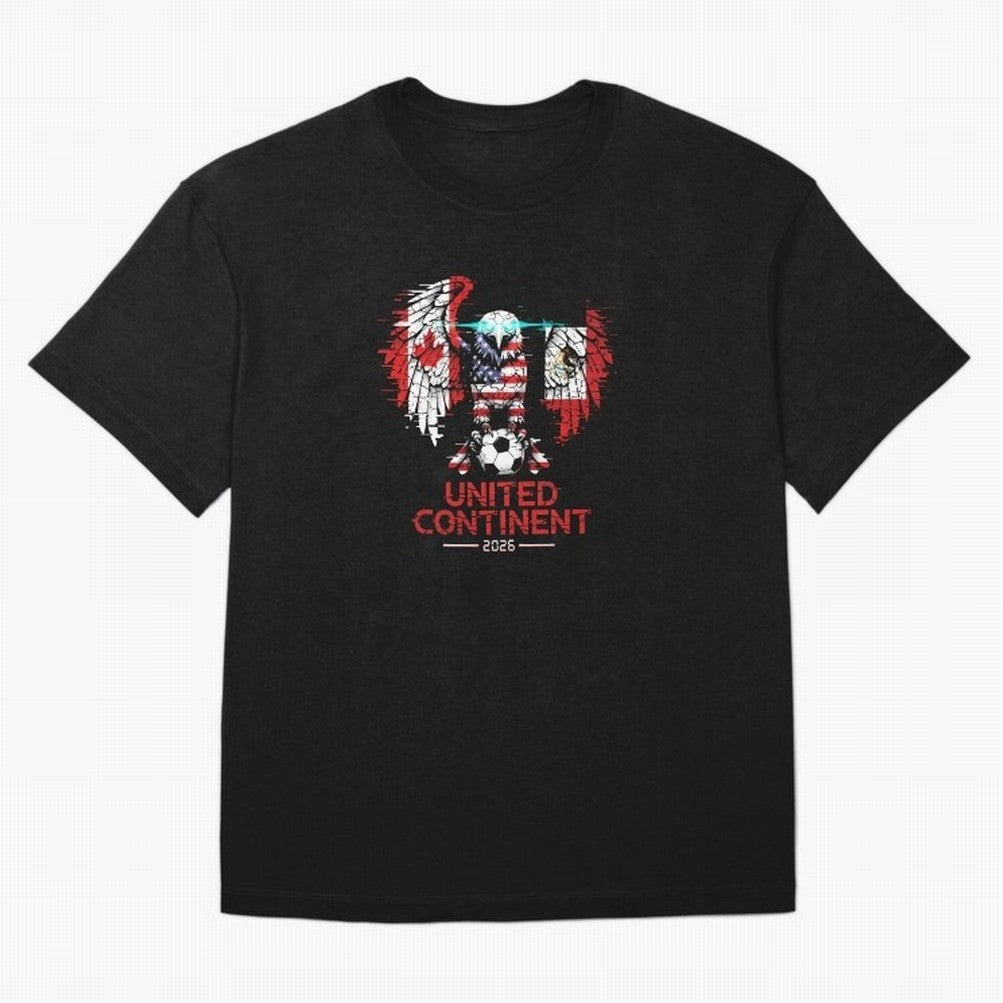 Glitched North America Eagle World Cup Soccer 2026 T-Shirt_83958408 Classic T-Shirt Capture FIFA World Cup 2026 Spirit, Centered on Portugal, Haaland and Mbappe, Football History, Final Match Energy, Crowd Noise and Once in a Lifetime Moments;