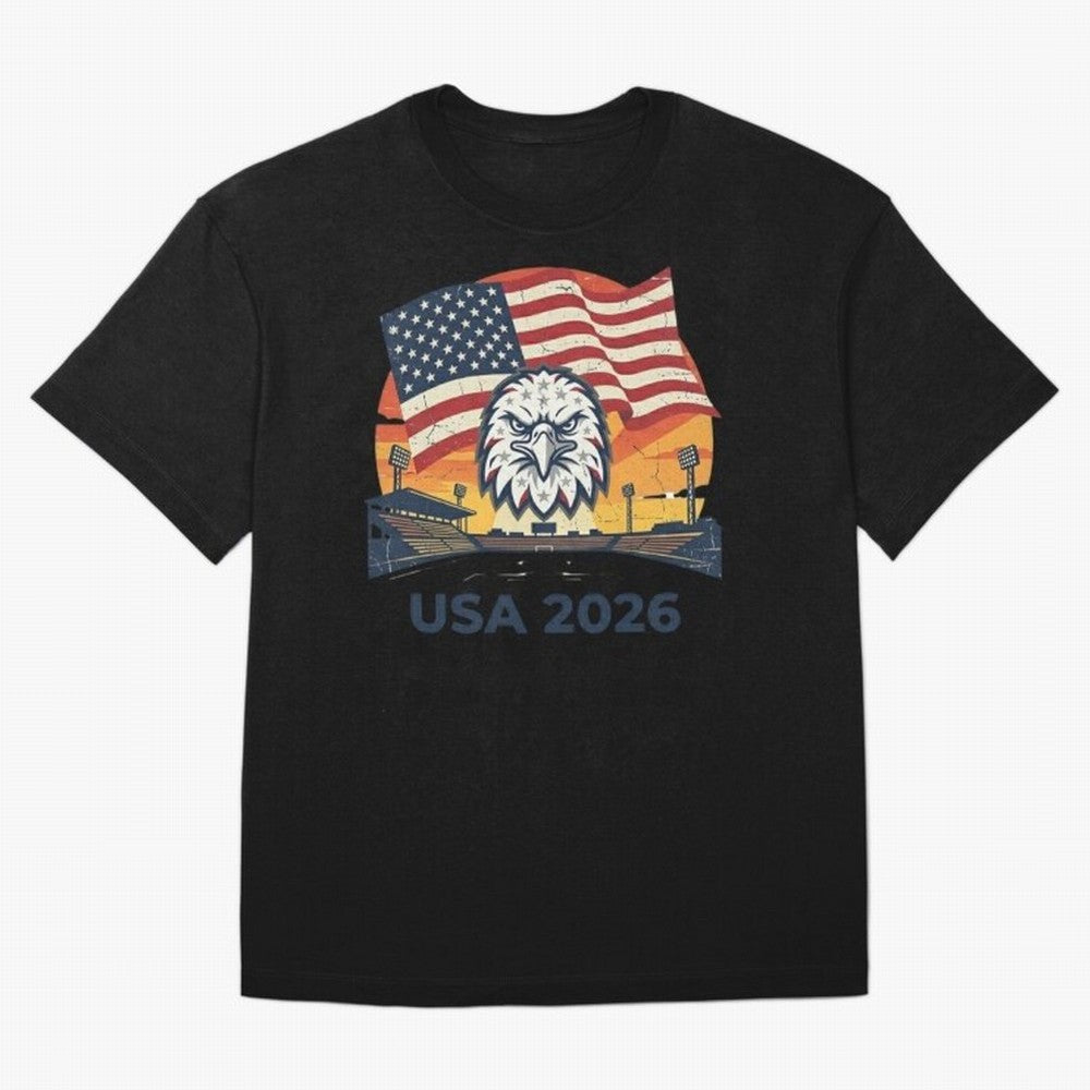 American Eagle 2026 USA World Cup Classic T-Shirt Showcase the FIFA World Cup 2026 Group Stage Journey through Haaland and Mbappe Highlights, Brazil, Portugal and Argentina Pride, Stadium Chants, National Pride, Trophy Dreams and Unforgettable