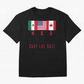 2026 World Cup Opening & Final ¨C Azteca Stadium Mexico & MetLife Stadium USA ¨C Football Design with Mexican, Canadian & US Flags Classic T-Shirt Honor the Beautiful Game during Match Day Hype around FIFA World Cup 2026, Mbappe, England, Classic