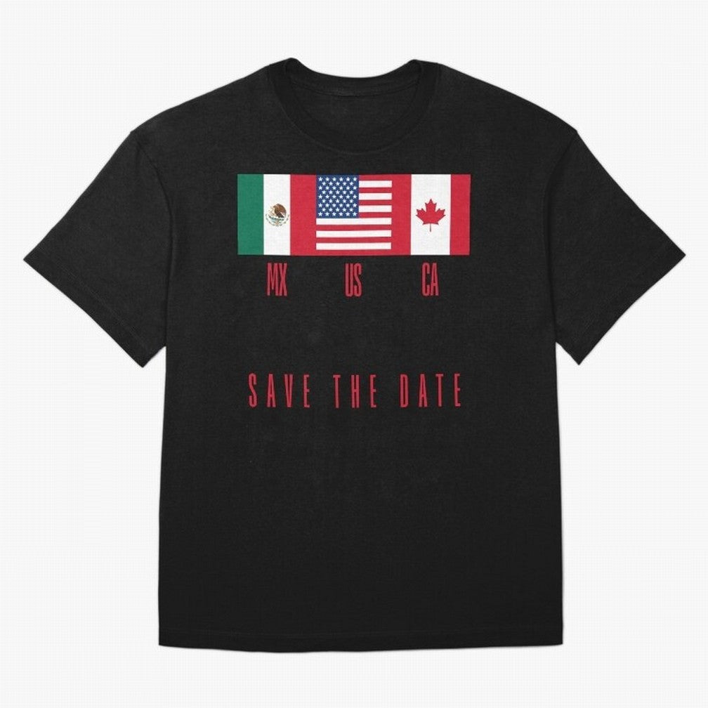 2026 World Cup Opening & Final ¨C Azteca Stadium Mexico & MetLife Stadium USA ¨C Football Design with Mexican, Canadian & US Flags Classic T-Shirt Honor the Beautiful Game during Match Day Hype around FIFA World Cup 2026, Mbappe, England, Classic