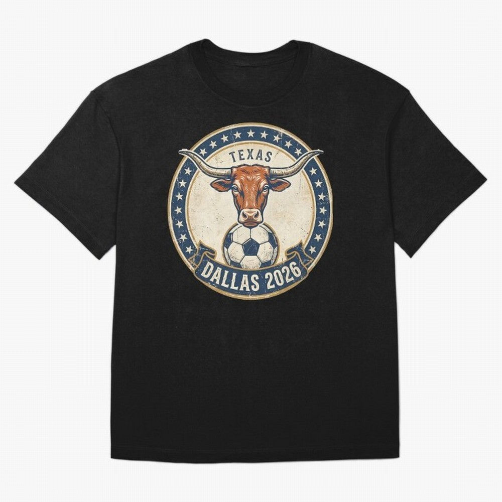 Dallas Texas 2026 World Cup Host City Vintage Football Badge Classic T-Shirt Upgrade the FIFA World Cup 2026 Group Stage Journey through Neymar Highlights, Spain Pride, Vintage Soccer Flavor, Modern Football Stars, National Flags and Final Night