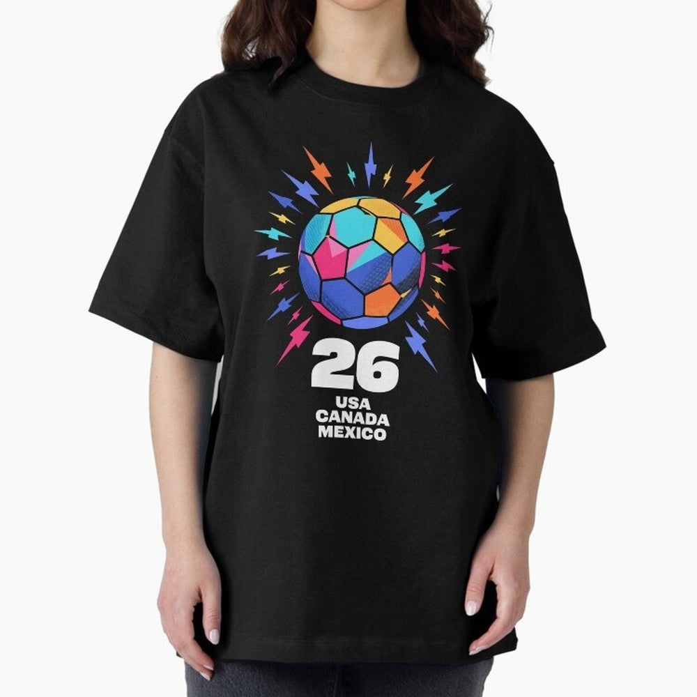 2026 Colorful Soccer Ball USA Canada Mexico 26 Classic T-Shirt Represent Football Lovers during Global Football Passion for FIFA World Cup 2026, Filled with Mbappe and Neymar, Portugal, Spain and Germany, Champion Mindset, Group Stage Buzz,