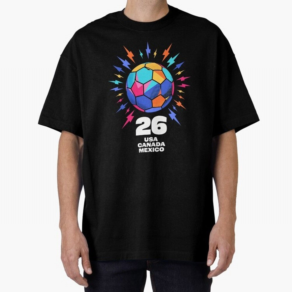 2026 Colorful Soccer Ball USA Canada Mexico 26 Classic T-Shirt Represent Football Lovers during Global Football Passion for FIFA World Cup 2026, Filled with Mbappe and Neymar, Portugal, Spain and Germany, Champion Mindset, Group Stage Buzz,