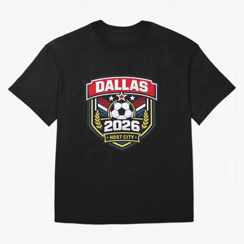 Dallas 2026 Host City Emblem with Laurel Classic T-Shirt Celebrate Football Heritage in FIFA World Cup 2026 USA Canada Mexico Inspired by CR7 and Messi, France Energy, Game Day Rituals, Football Legends, Country Pride and the Road to the Final;