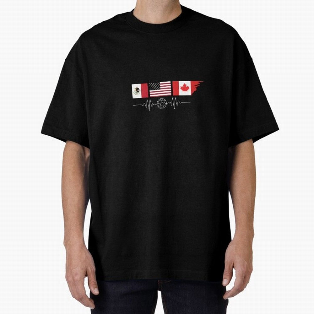 North America Soccer Heartbeat Flags 2026 Cup T-Shirt_82794888 Classic T-Shirt Join FIFA World Cup 2026 Group Stage for Fans of CR7 and Portugal, Spain and Germany, Bringing Retro Football Energy, Iconic Rivalries, Trophy Chase Drama and Stadium